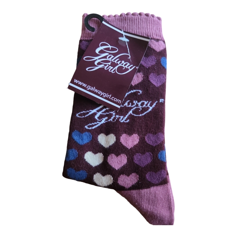 Galway Girl Heart Socks Pink Purple by Cara Craft/Dublin